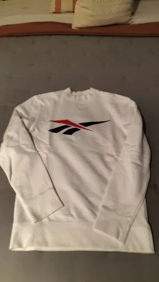 Sudadera Reebok Blanca Logo Rojo/Negro