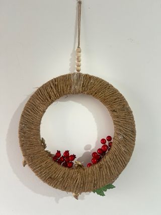 Corona Decoración Navidad Jute Madera