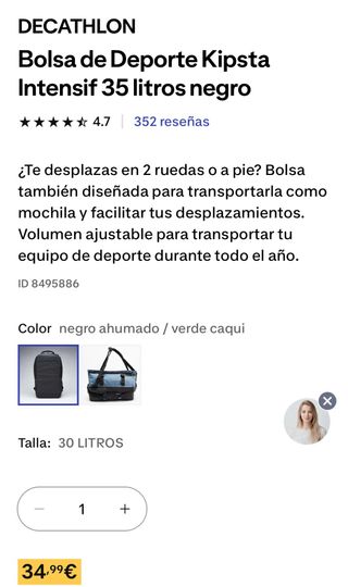 Mochila Decathlon de deporte y viajes Kipsta.