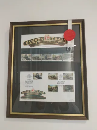 Marco con sellos de trenes Royal Mail