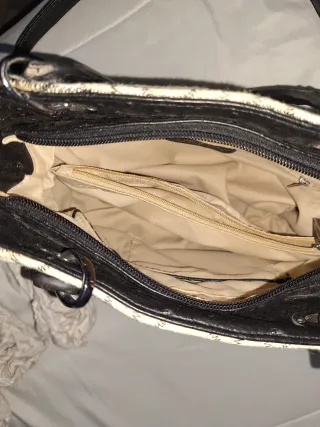 Bolso de mano y colgar señora beige y negro