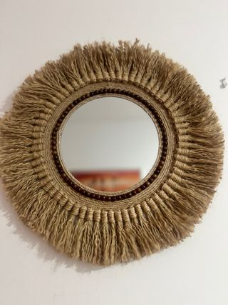 Espejo redondo yute flecos