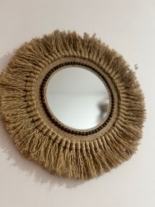 Espejo redondo yute flecos
