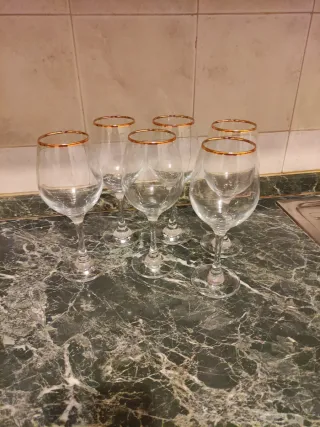 Set 6 Bicchieri Vino Bordo Oro