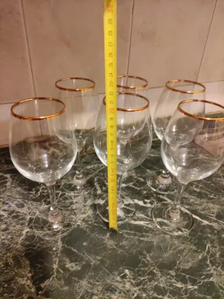 Set 6 Bicchieri Vino Bordo Oro