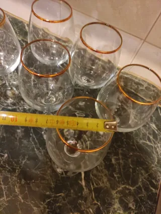 Set 6 Bicchieri Vino Bordo Oro