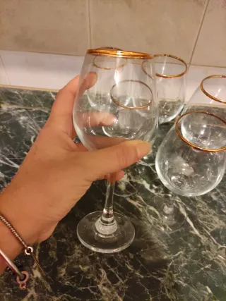 Set 6 Bicchieri Vino Bordo Oro