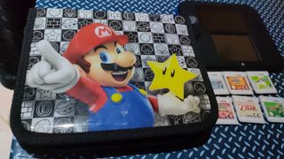 Nintendo 2DS Negra y Azul +juegos+funda