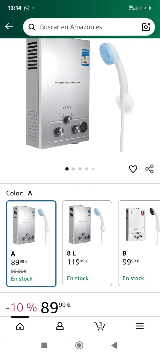 Calentador Agua Gas 6L Camper/Caravana