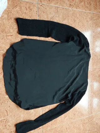 Camiseta punto algodón negra - Blanco suite