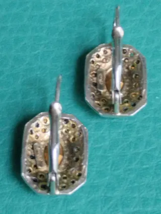 PENDIENTES PLATA CRISTALES TRANSPARENTES BISELADOS