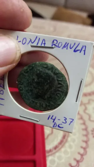 Moneda Romana Tiberio Colonia Romula.
