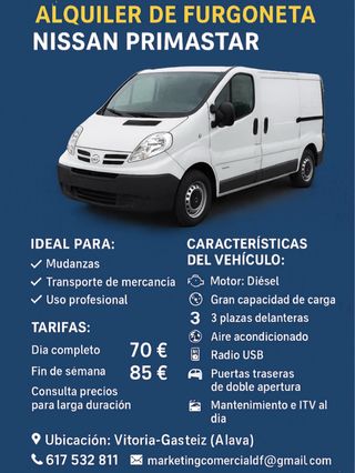 Alquiler de furgonetas y vehículos de transporte