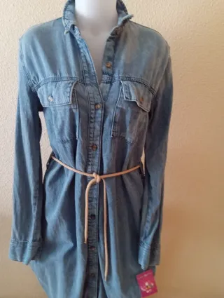 Vestido camisero vaquero mujer Talla Única