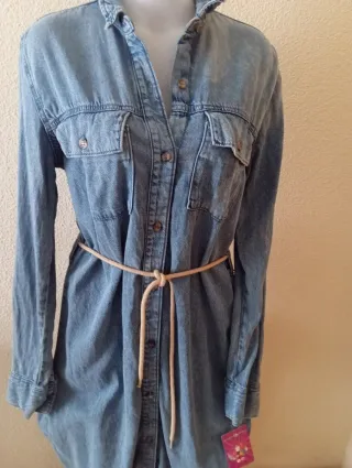 Vestido camisero vaquero mujer Talla Única