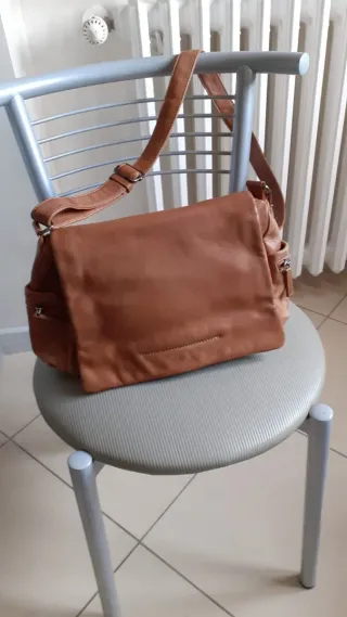 Borsa in pelle color coloniale/cuoio