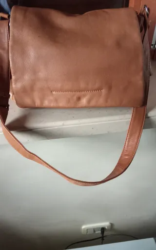 Borsa in pelle color coloniale/cuoio