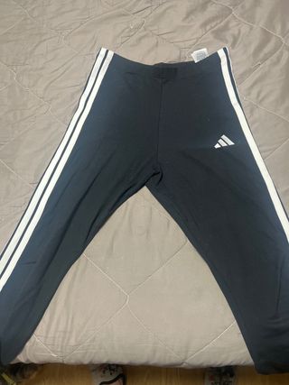 Mallas Adidas Negras con Rayas Blancas