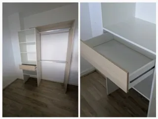 Perchero con cajón beige y blanco