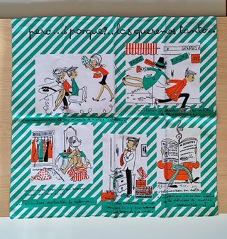 4 Paños Cocina Vintage Ilustrados. Años 60.