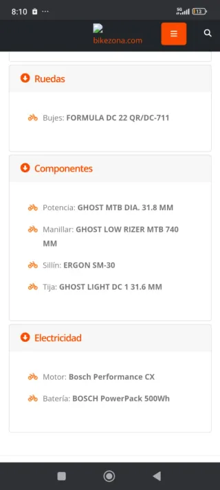Bicicleta de Montaña Eléctrica Ghost