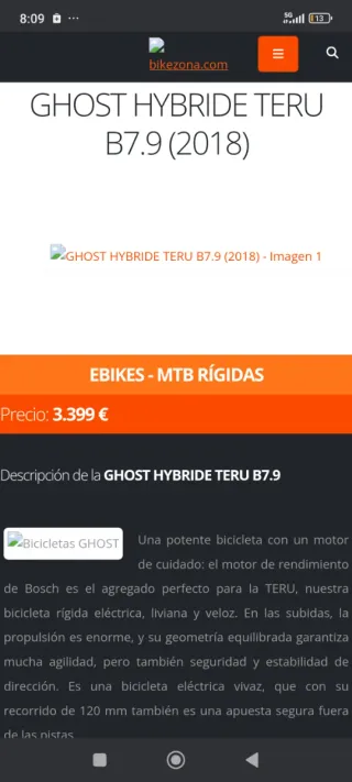 Bicicleta de Montaña Eléctrica Ghost