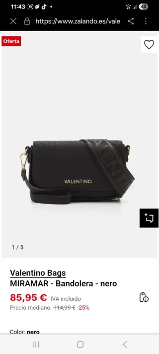 Bolso Valentino Bags Miramar Bandolera negro