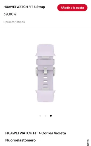 Correa original Huawei Watch Fit 3 y 4 Violeta