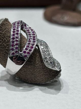 Sortija Oro Blanco 18kt Zafiro Rosa Diamantes