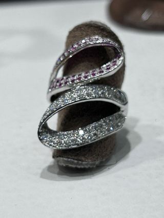 Sortija Oro Blanco 18kt Zafiro Rosa Diamantes