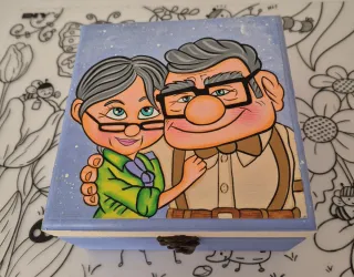 Caja de madera decorada Up 16x16x8cm