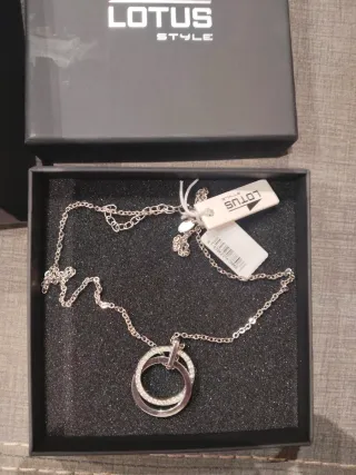 Collar Lotus Style Anillos Baño Plata Nuevo