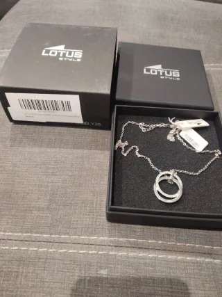 Collar Lotus Style Anillos Baño Plata Nuevo