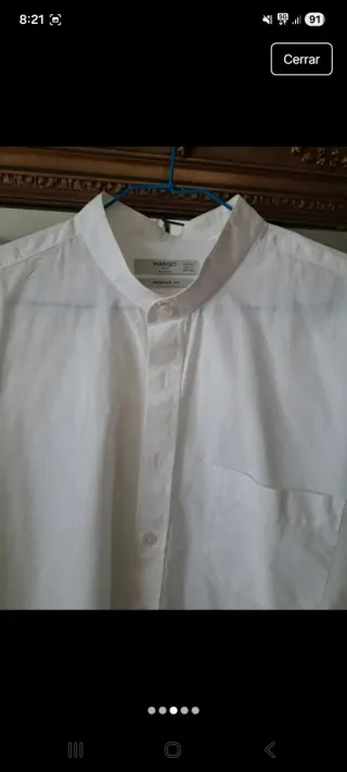 Camisa blanca cuello mao unisex