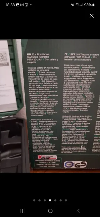 Taladro Atornillador Parkside 20V