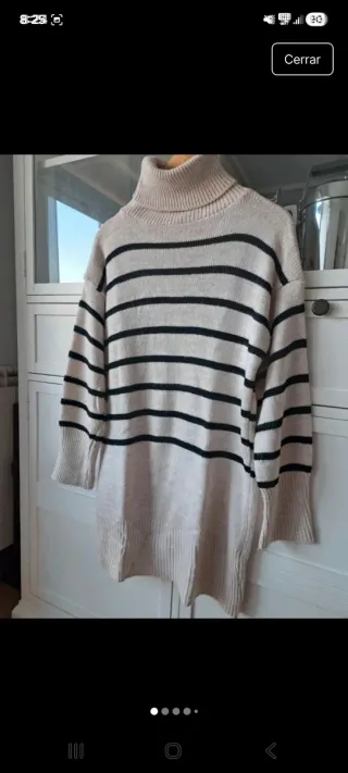 Jersey marinero largo beige y negro Talla única