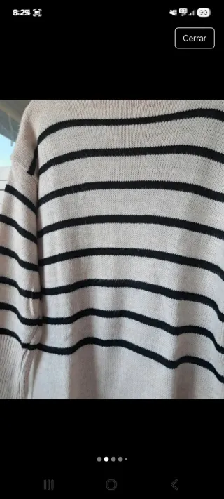 Jersey marinero largo beige y negro Talla única