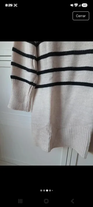 Jersey marinero largo beige y negro Talla única