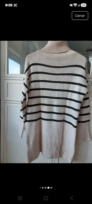 Jersey marinero largo beige y negro Talla única