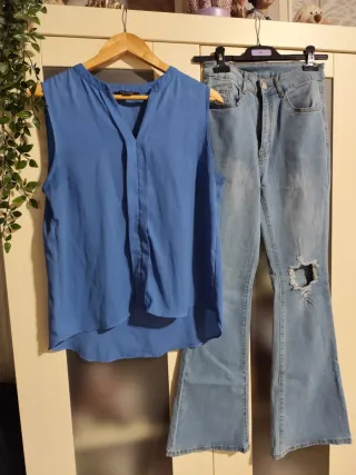 Conjunto Top y Pantalón Vaquero Azul