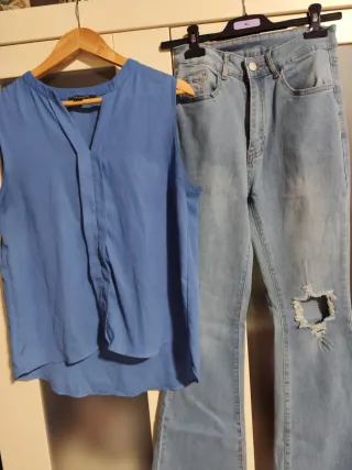 Conjunto Top y Pantalón Vaquero Azul