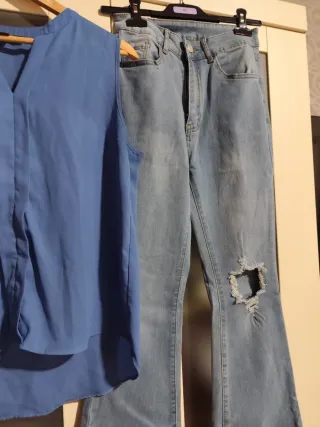 Conjunto Top y Pantalón Vaquero Azul