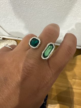 Anillo plata piedras verdes