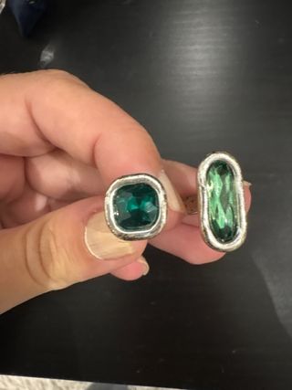 Anillo plata piedras verdes