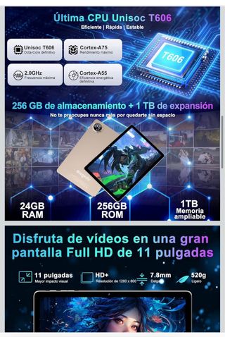 Tablet 11” Android 15 24GB+256GB •NUEVA•