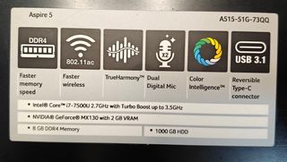 Acer i7 | 8GB RAM | NVME+HDD | W11 | Office