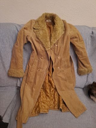 Abrigo pana mujer beige/marrón