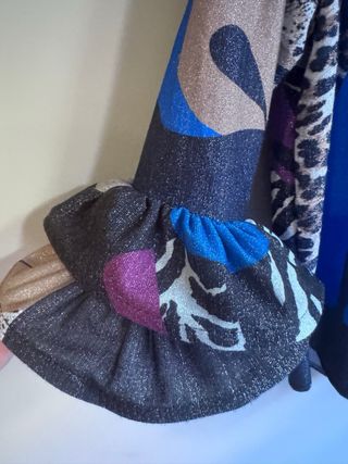 Camicia donna con brillantini multicolor con volant