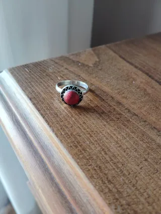Anillo plata y coral