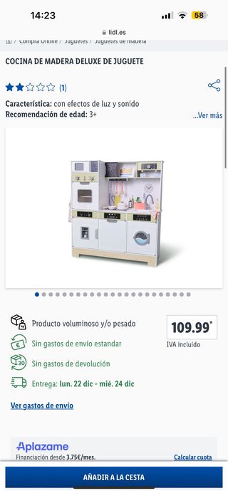 Cocinita Lidl Nueva en Caja precio en tienda 110